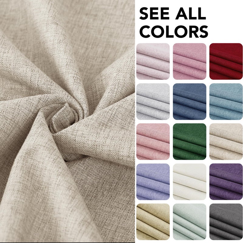 Deconovo Linen 100% Blackout Grommet Curtains for Bedroom and Living Room,Flaxen,52x72 inches,2 Panels - Image 5